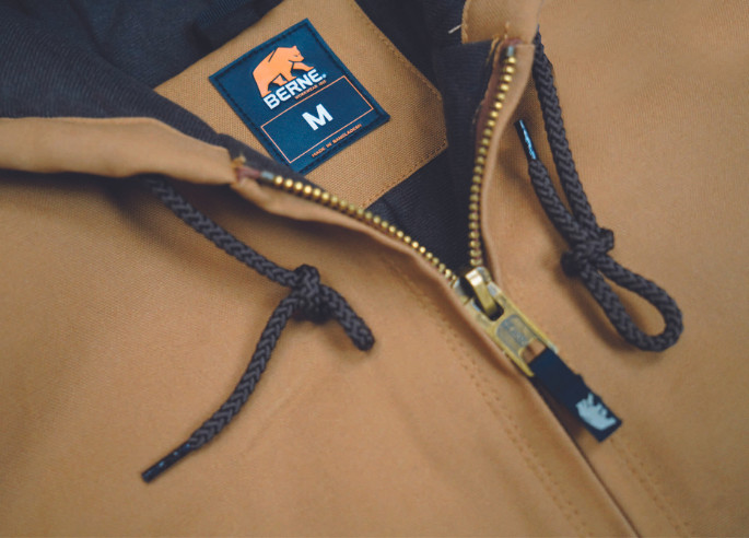 Closeup of a Berne jacket.