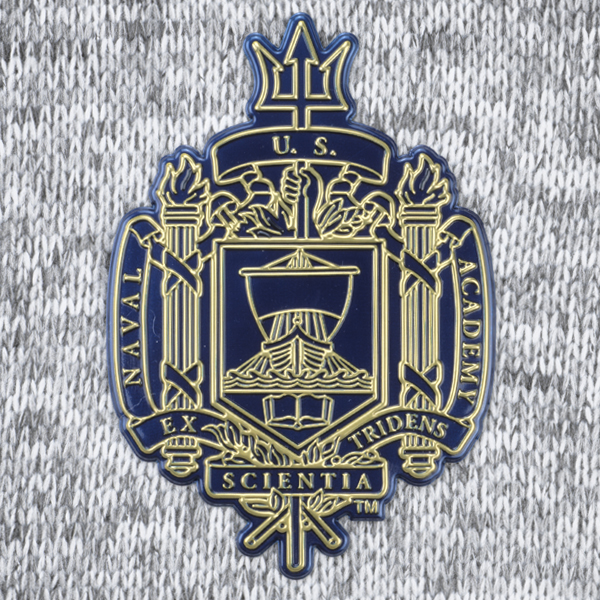 Close-up of a die-mold transfer of the U.S. Naval Academy seal.