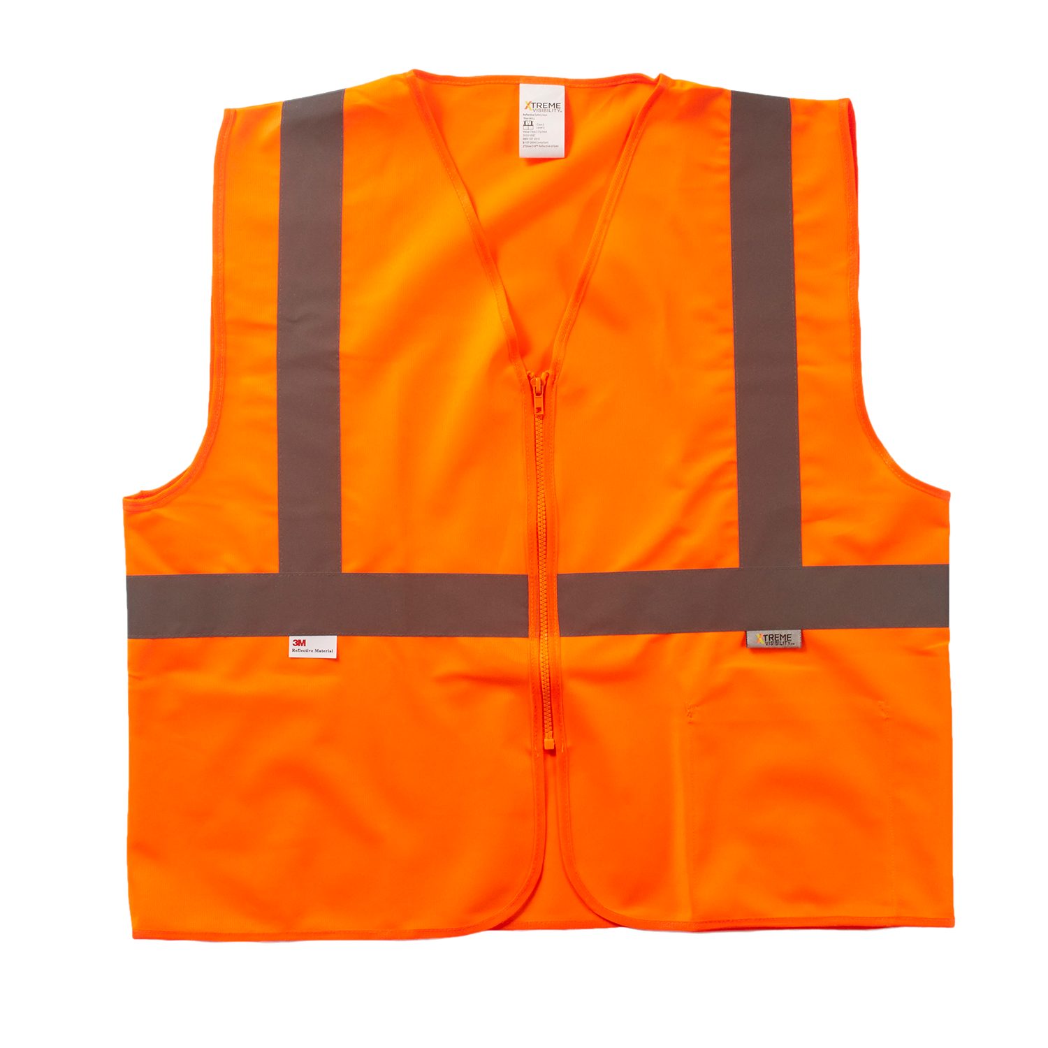 High visibility safety vests, ANSI Class 2, Orange, solid
