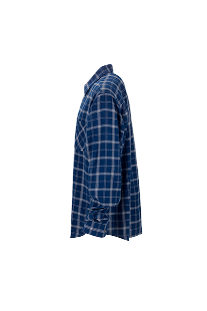 Style 1979 in True Navy With Light Grey Check, left view
