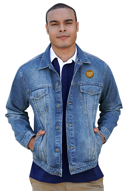 Model wearing style 7025 in Denim