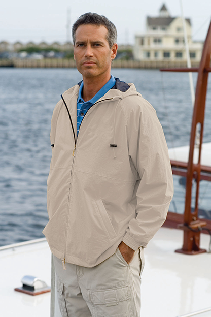 Model wearing style 7255 in Putty/Navy Lining
