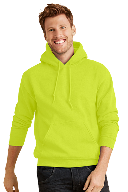 Model wearing style GILD1850 in Safety Green