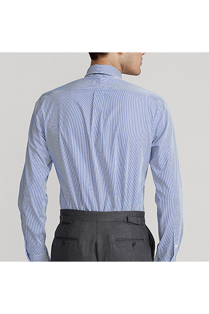 Style POLOW320 in Blue/White Stripe, back view